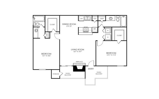 floor plan for the two bedroom apartment at The  Sutton