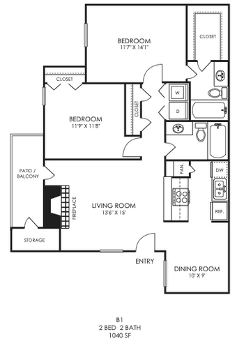 the floor plan for a two bedroom apartment at The  Sutton