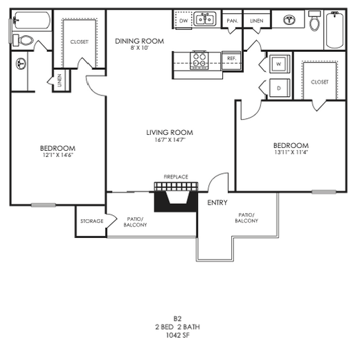 the floor plan for a two bedroom apartment at The  Sutton